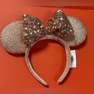 Disney World Land Parks ‘19 Briar Rose Gold Sequin Bow Minnie Ears Headband RARE